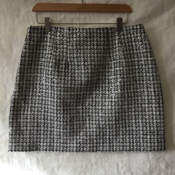 Loft Black and White Sequin Shift Skirt - Picture 1 of 14
